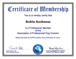 APDT Membership Certificate